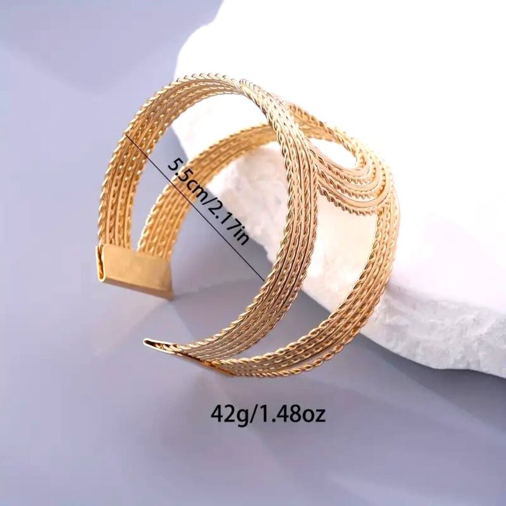 Bracelet Bangle Cuff Gold Egyptian Cleopatra Goddess Greek Twist Stylish Trendy - Picture 4 of 5